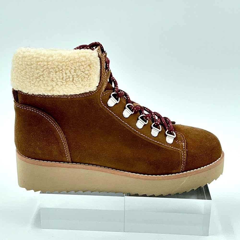 Sam Edelman Size 7 Narrow Hiker Boot Brown Suede Faux Shearling‎ NEW Lydell $170